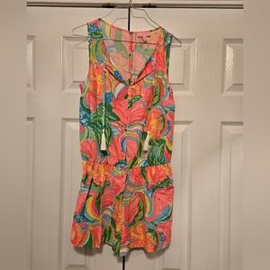 Bright Tropical Print Sleeveless Romper